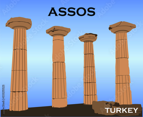 Turkey, Canakkale Assos ancient city and Athena Temple in Behramkale, Ayvacik. Ariston's philosophy school,  port city photo