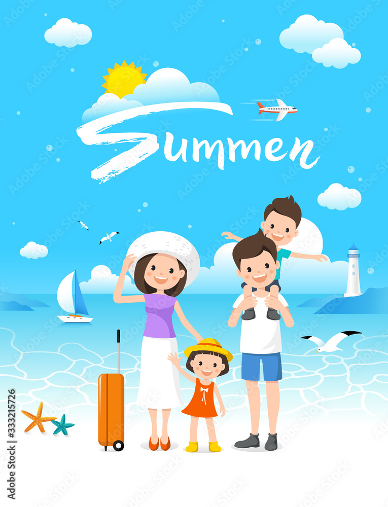 Summer time vacation, sea beach landscape and joyful family. Summer time vacation, sea beach landscape and joyful family.