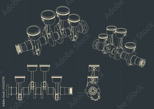Piston group with crankshaft blueprints