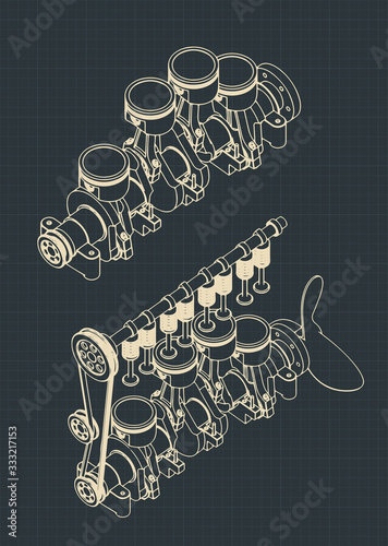 Piston group with crankshaft drawings