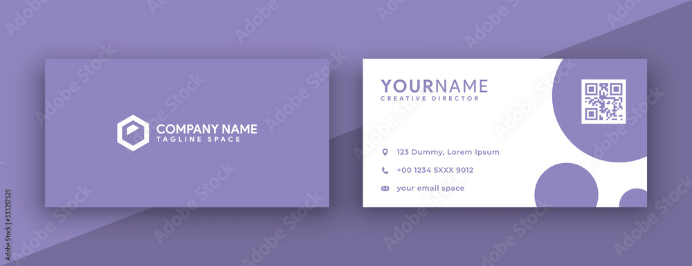 flat purple business card design . modern and clean business card design template vector