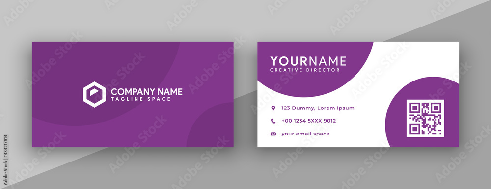 Fototapeta premium flat purple business card design . modern and clean business card design template vector