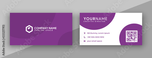 flat purple business card design . modern and clean business card design template vector