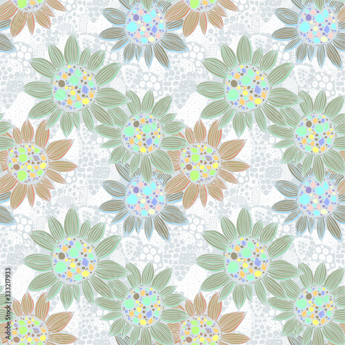 Wallpaper Mural Nature seamless pattern background fantasy Sunflower plant. Torontodigital.ca