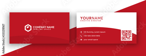 red and white business card design. flat circle business card style