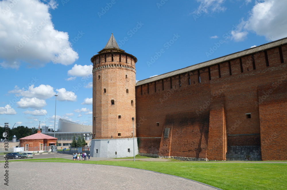Marinkina (Kolomenskaya) tower and the wall of the Kolomna Kremlin. Kolomna, Russia