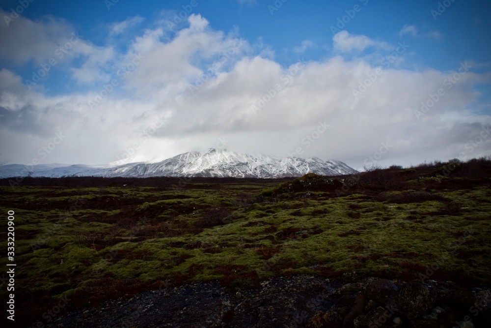 clouds over the mountains in Iceland