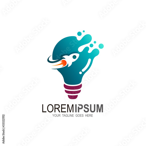 Bulb logo, Education logo with rocket design