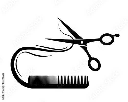 Flat icon scissors and combs isolated on white background. Beauty saloon.