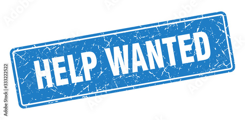 help wanted stamp. help wanted vintage blue label. Sign