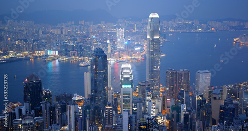  Hong Kong landmark in the evening © leungchopan