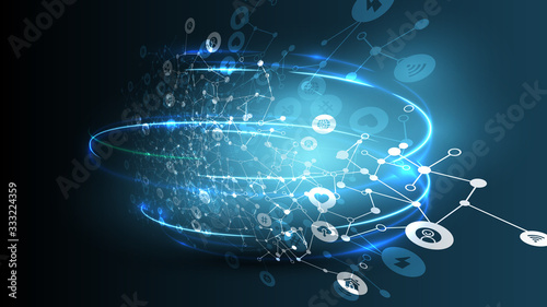 Blue abstract network backround, vector illustration