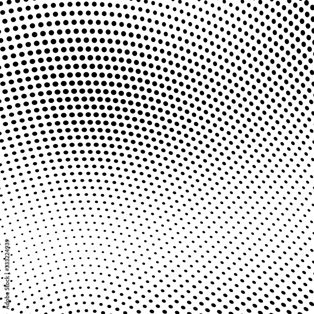 Halftone texture wave. Abstract pattern of dots. Template for printing on tissue packaging paper. Monochrome background