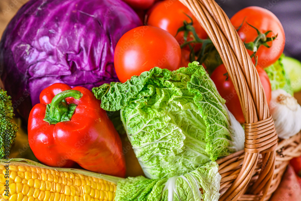 Assortment of raw fruits and vegetables, fresh mix vegetable. Assortment of raw fruits and vegetables, fresh mix vegetable.