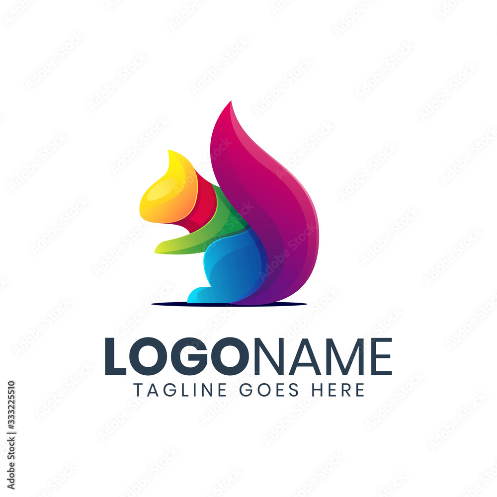 Fototapeta premium awesome colorful squirrel logo design