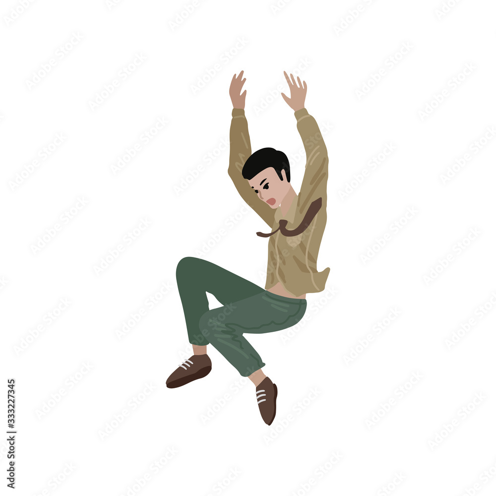 Office worker is falling down. Vector illustration