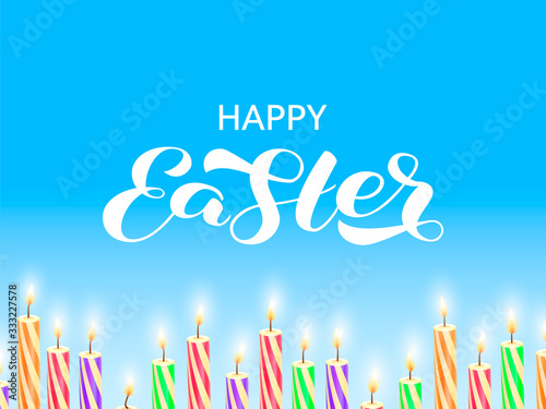 Happy Easter brush lettering. Vector stock illustration for banner or poster