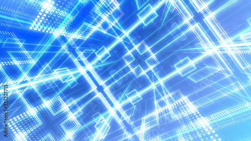 Disco club space illumination neon light room floor wall 3D illustration abstract background