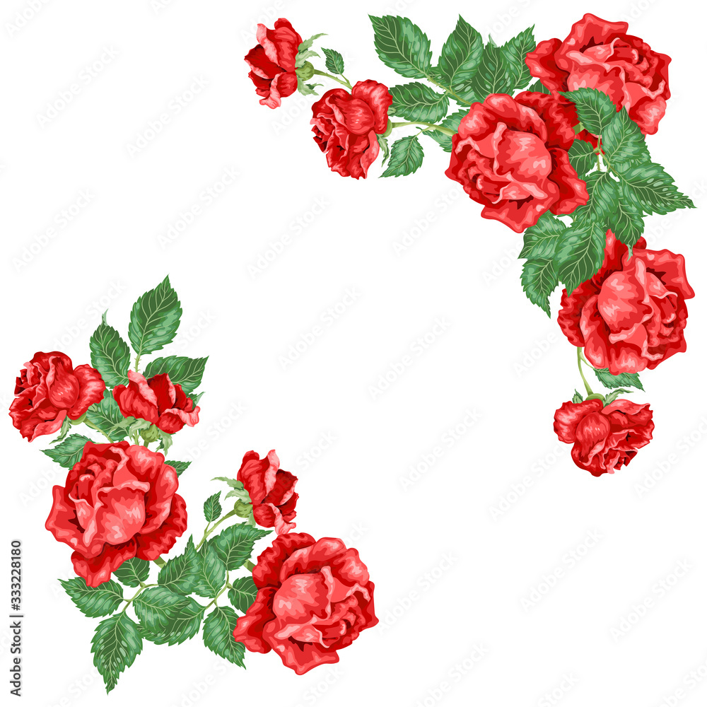 Red roses frames in vector ilustration