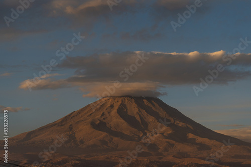 clouds at misti volcano in arequipa