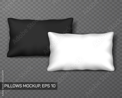 Black and white pillows mockup or template