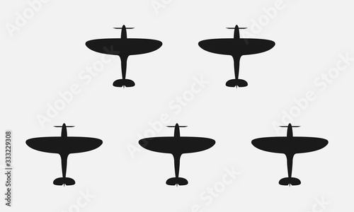WW2 plane black and white vector icon.