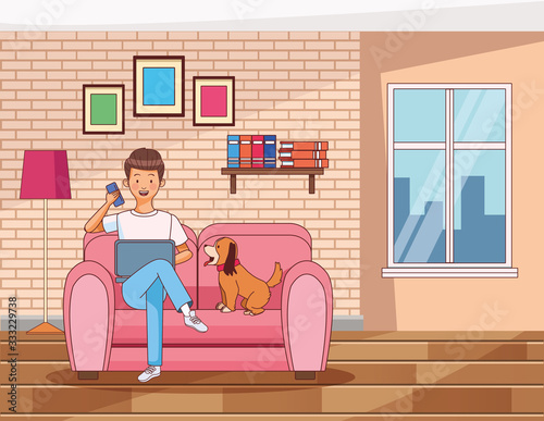 work at home man character