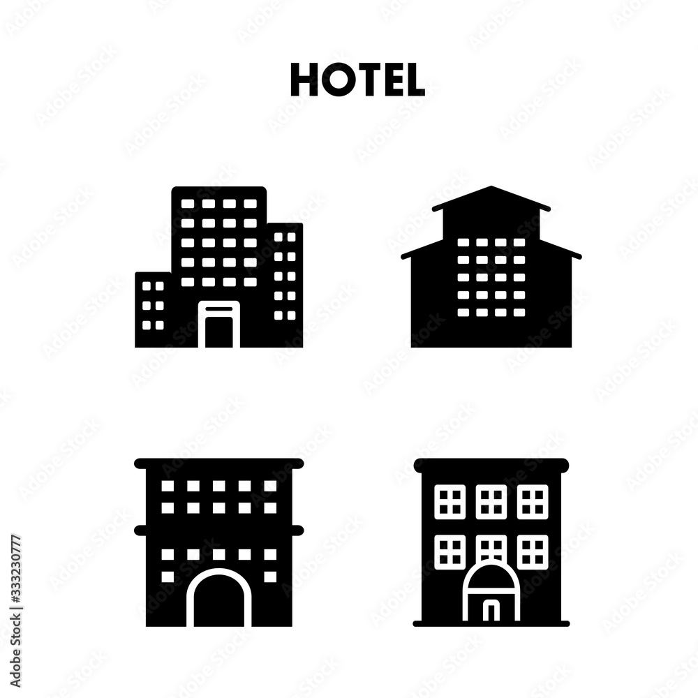 Set Of Hotel Icon, Hotel sign/symbol Silhouette vector