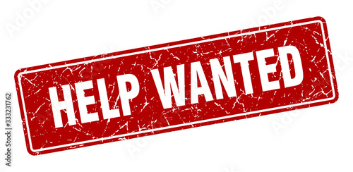 help wanted stamp. help wanted vintage red label. Sign