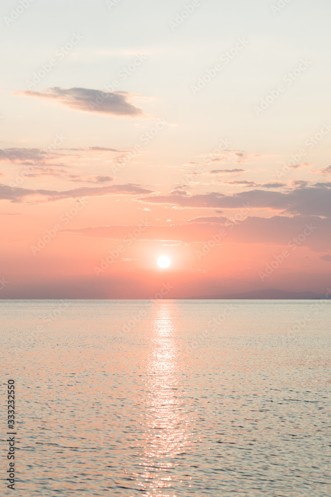 Beautiful sunset over the sea horizon