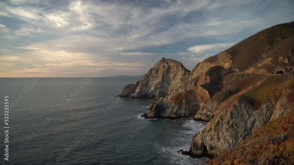Rock Cliffside Shore in California During Sunset in 4K Rock Cliffside Shore in California During Sunset in 4K