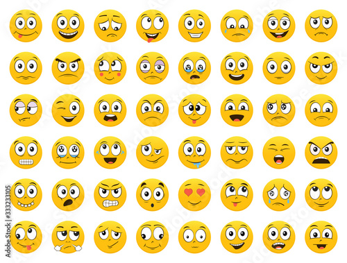 Set of Emoticons. Emoji. Smile icons. Isolated vector illustration on white background