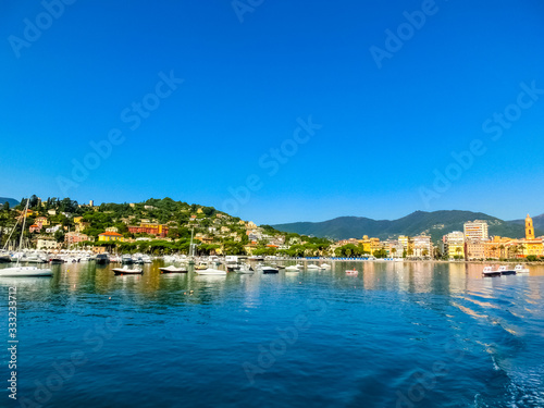 Travel view of town Rapallo at Italy