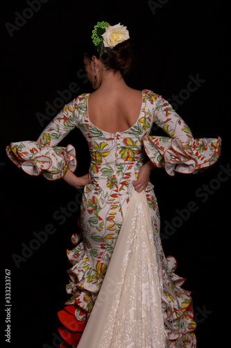 flamenco dancer with her white shawl