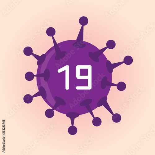 Number 19, Illustratition coronavirus or covid-19 virus infection icon.  photo