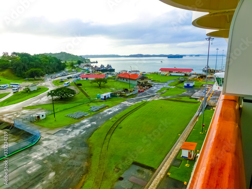 View of Panama Canal from cruise ship