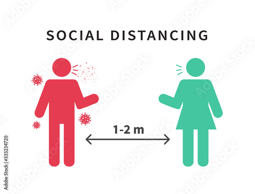 Social distancing. Keep the 1-2 meter distance. Coronovirus epidemic protective. Vector illustration