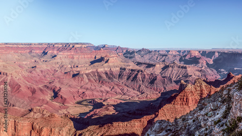 Beautiful view of the Grand Canyon in the light of the rising sun