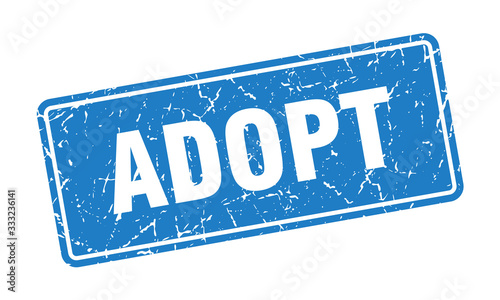 adopt stamp. adopt vintage blue label. Sign