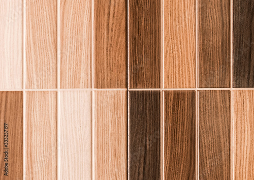 Mosaic texture, example of different color options for wood close-up, abstract tile background
