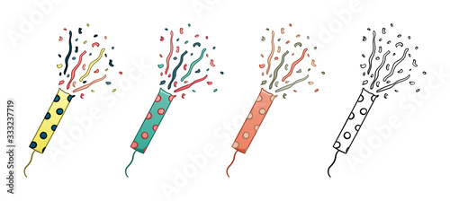 Confetti petards set isolated illustration on white background
