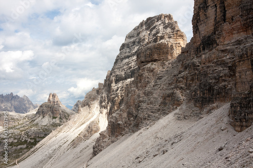 view of Monte Paterno. National Park Tre Cime di Lavaredo  Alps mountain chain  Trentino Alto Adige region  Sudtirol  Italy