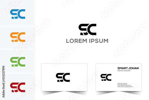 SC Letter Logo Design with Creative Modern Trendy Typography and Black Colors.