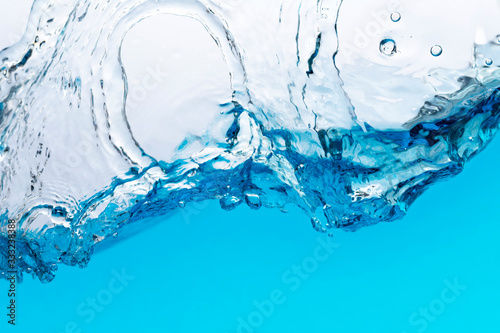 Water surface with air bubble, Blue water,Water beautiful distribution, White background.