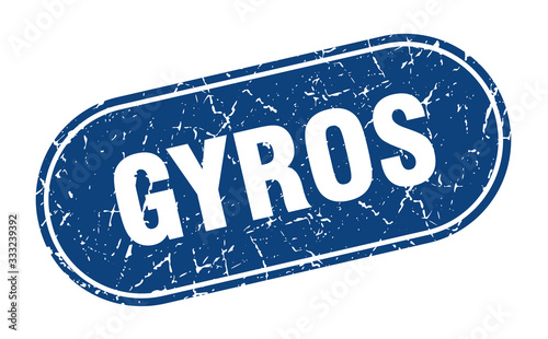 gyros sign. gyros grunge blue stamp. Label