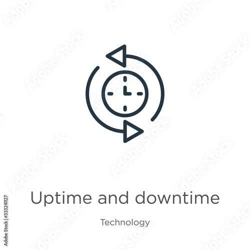 Uptime and downtime icon. Thin linear uptime and downtime outline icon isolated on white background from technology collection. Line vector sign, symbol for web and mobile photo