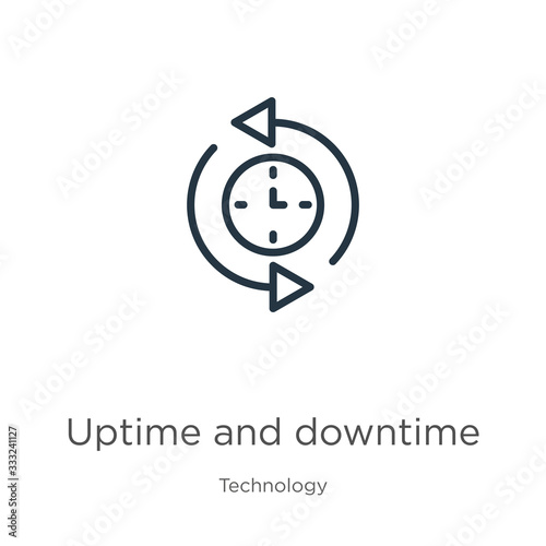 Uptime and downtime icon. Thin linear uptime and downtime outline icon isolated on white background from technology collection. Line vector sign, symbol for web and mobile