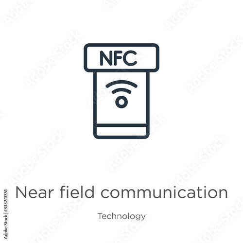 Near field communication icon. Thin linear near field communication outline icon isolated on white background from technology collection. Line vector sign, symbol for web and mobile