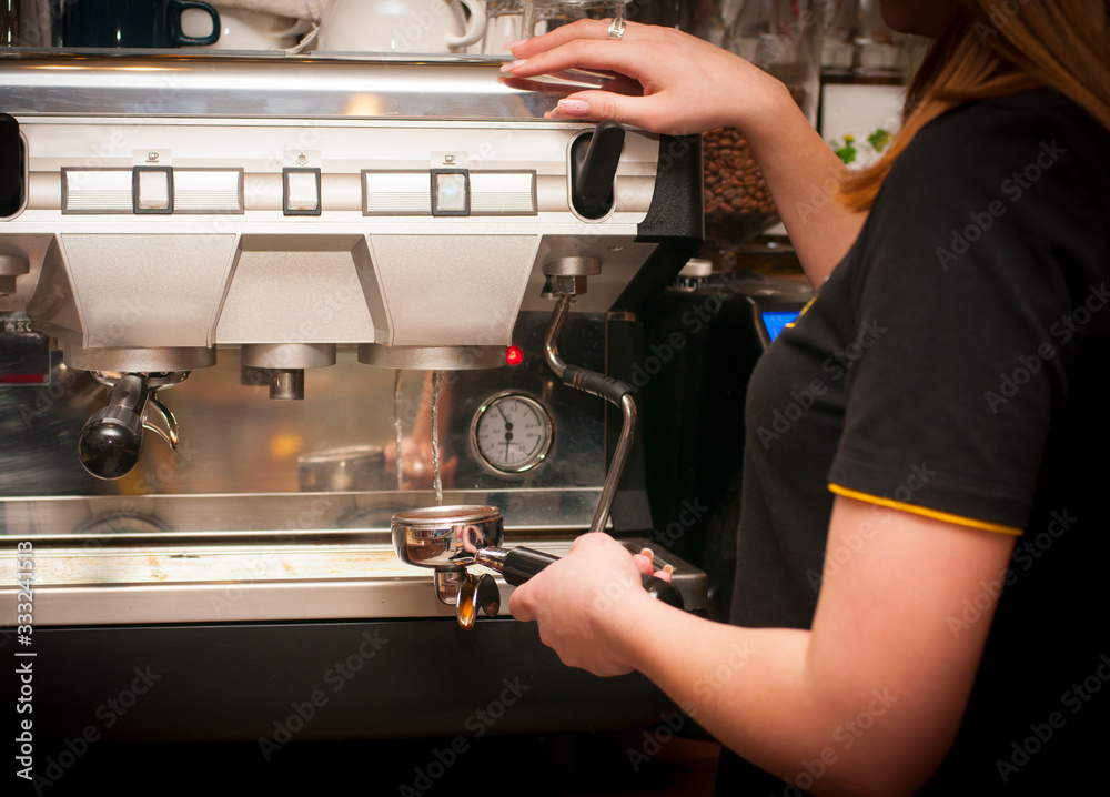 Barista prepares coffee Barista prepares coffee