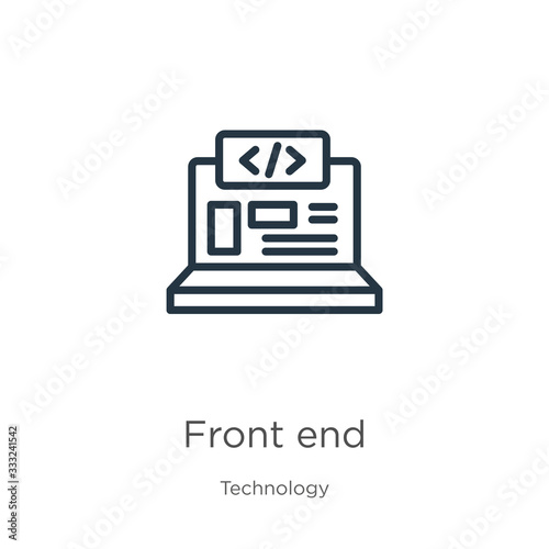 Front end icon. Thin linear front end outline icon isolated on white background from technology collection. Line vector sign, symbol for web and mobile